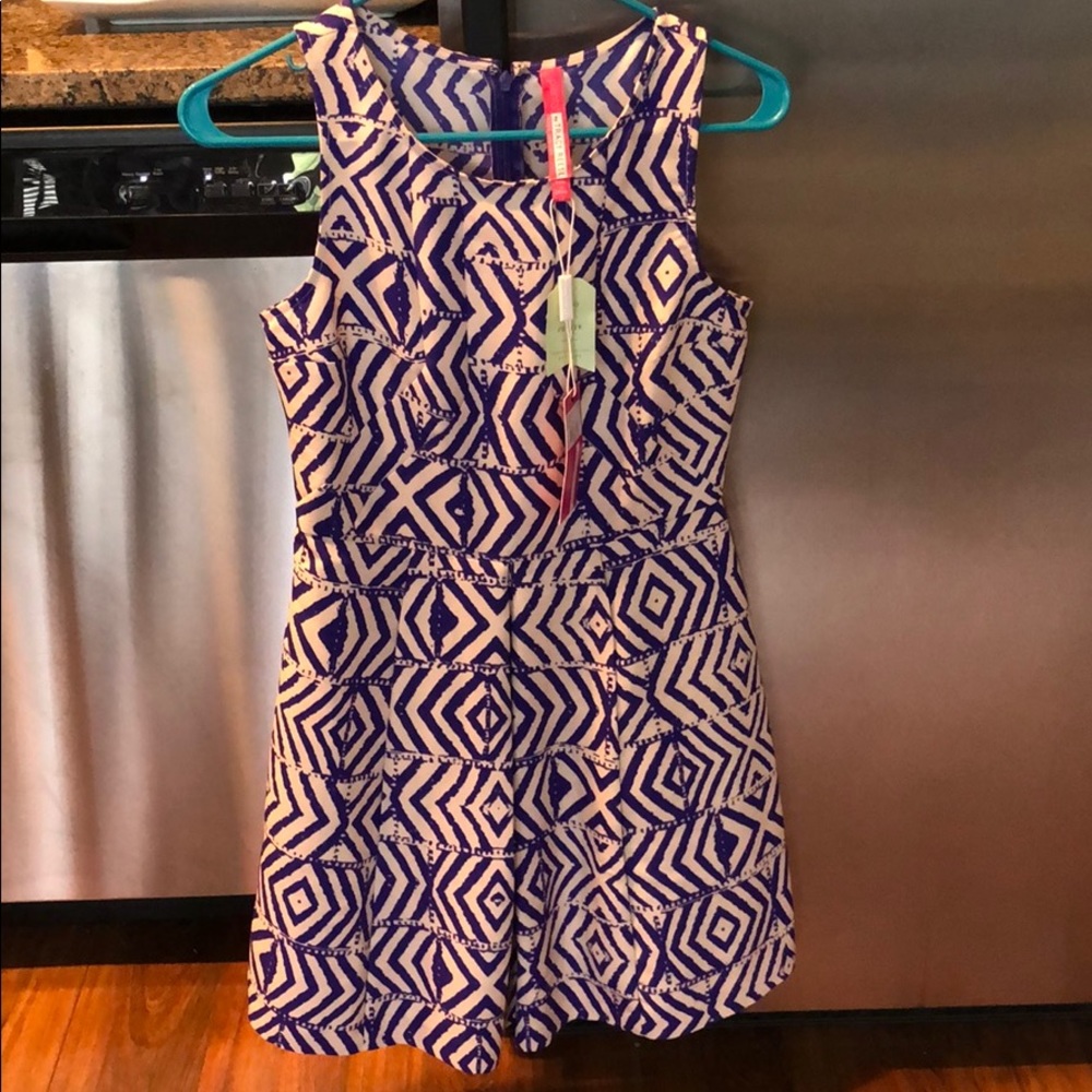 Purple and White Patterned Tracy Reese Dress
